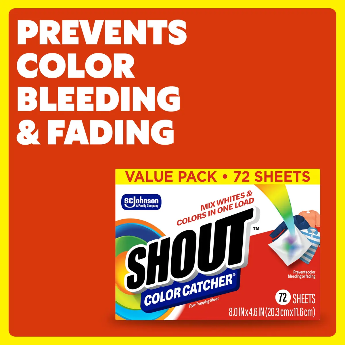 SHOUT Color Catchers Laundry Sheets 144 Count (72 Sheets x 2 Packs) | Prevents Color Runs & Maintains Original Clothing - view 2
