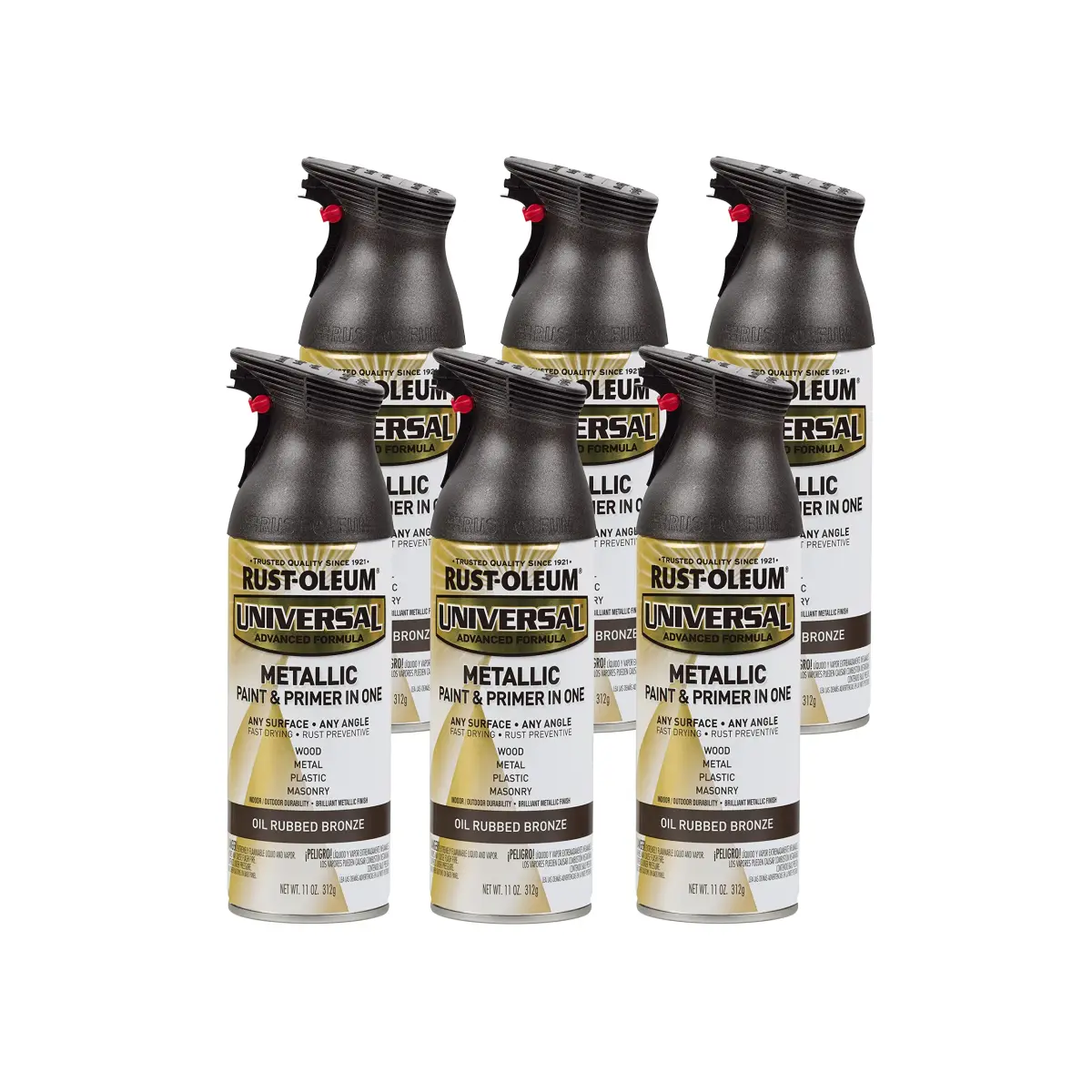 Rust-Oleum Oil Rubbed Bronze Metallic Universal All Surface Clear Topcoat Spray Paint, 11 oz (Pack of 6) - main product image