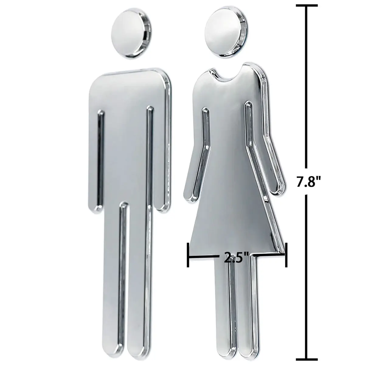 RJWKAZ Acrylic Signage 7.8" Silver | Acrylic Adhesive Backed Bathroom Sign - view 4