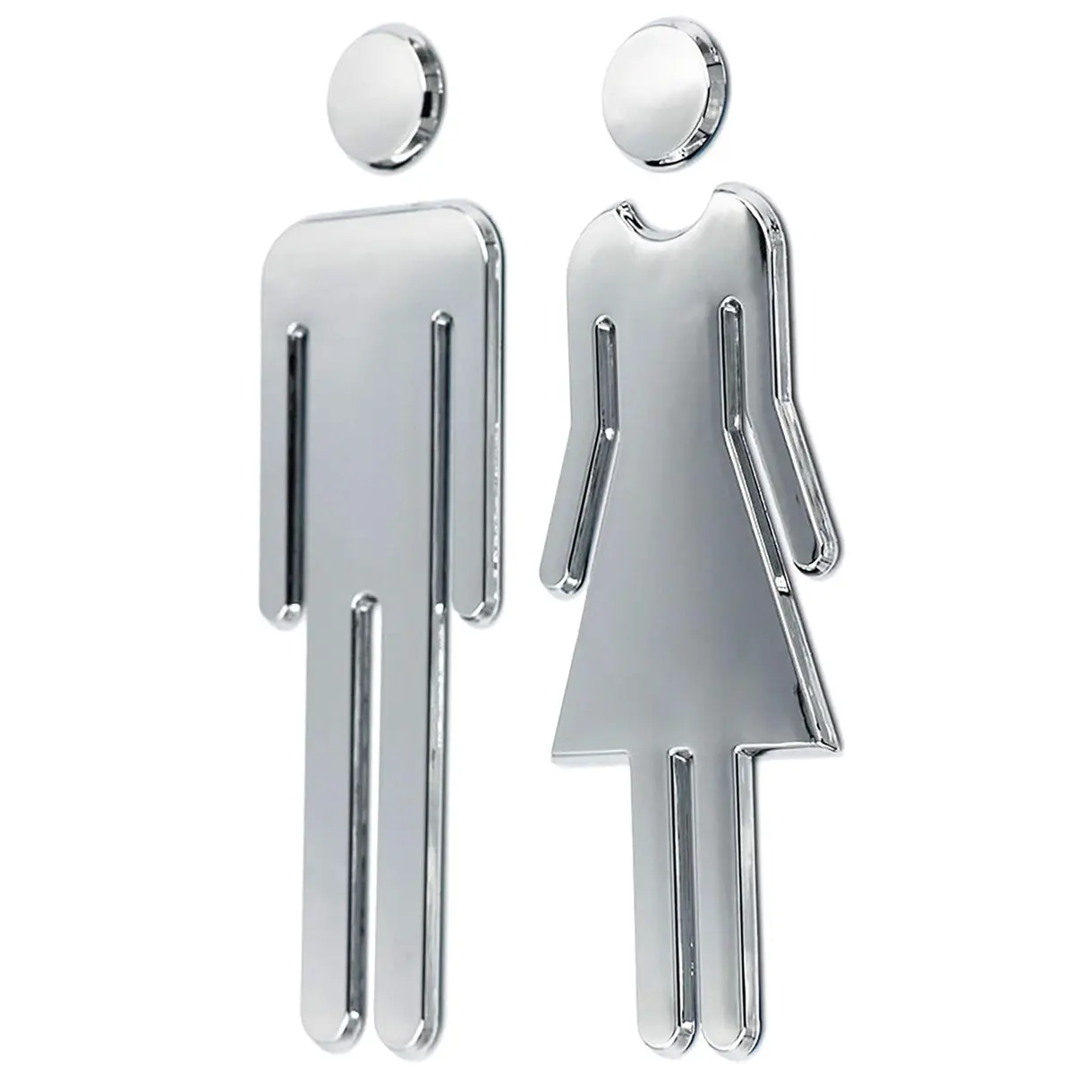 RJWKAZ Acrylic Signage 7.8" Silver | Acrylic Adhesive Backed Bathroom Sign - main product image