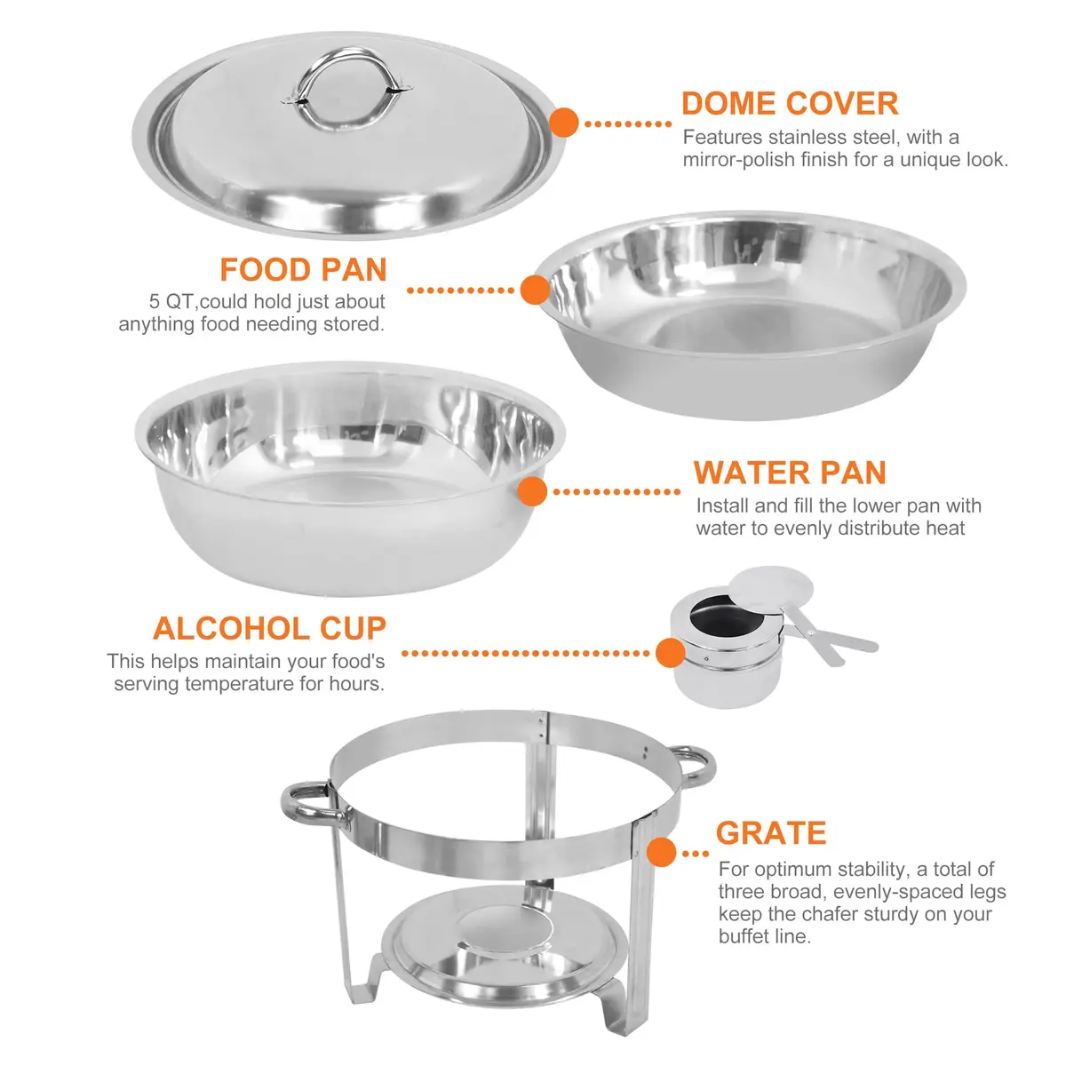 SUPER DEAL 5 Qt. Stainless Steel Chafing Dish Set | Durable Buffet Warmer for Catering & Events - view 3