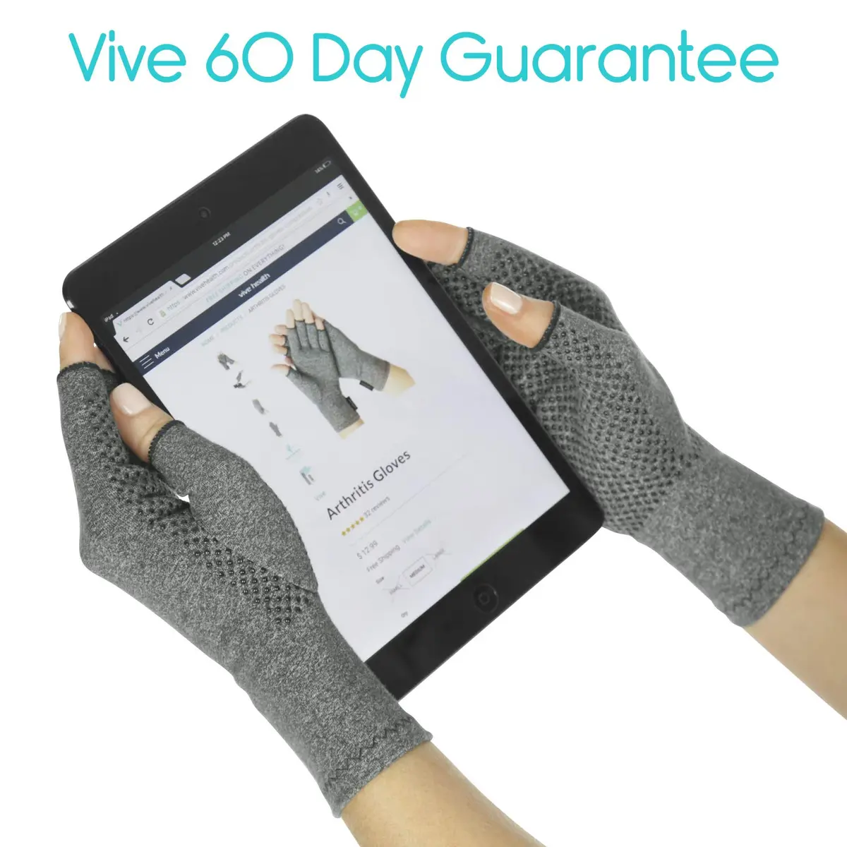 Vive Fingerless Compression Gloves for Arthritis - Textured Grip Support (60-120c) - view 9