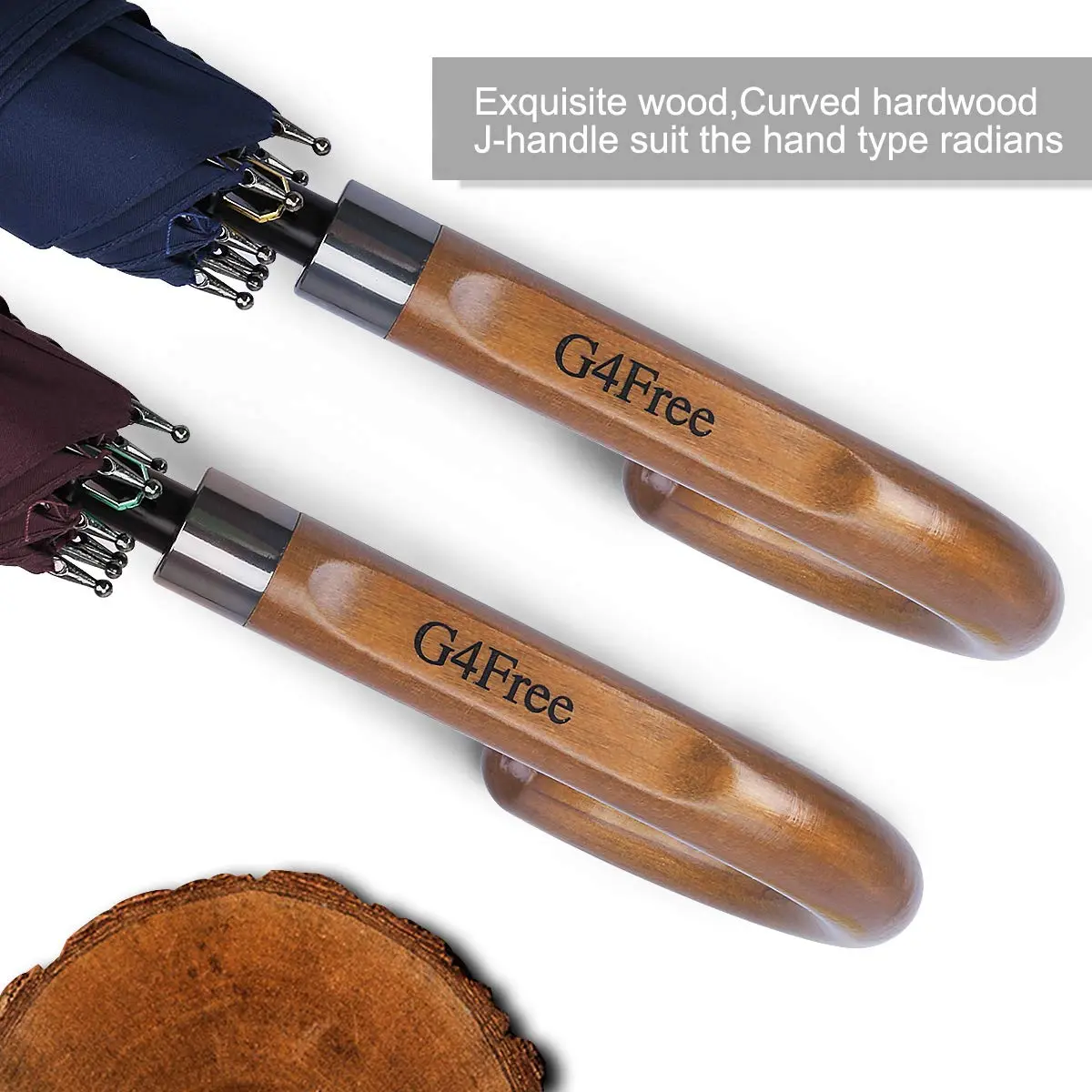 G4Free 52 Inch Golf Umbrella Windproof Large Stick Umbrella with Wooden Handle - view 3