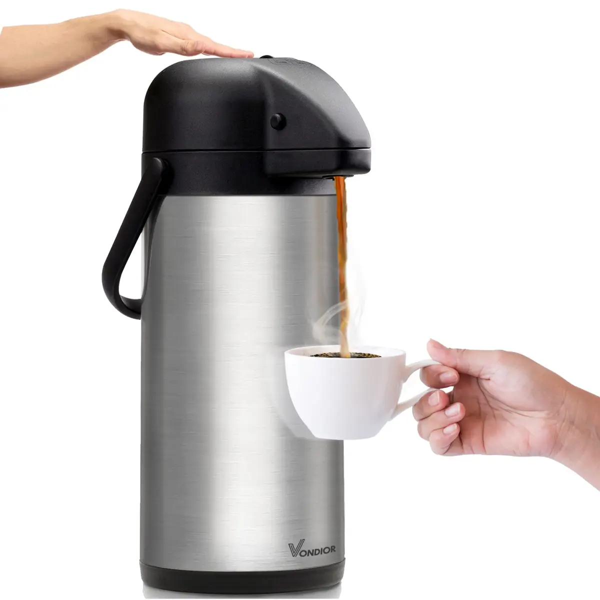 VONDIOR 85 oz (2.5L) Insulated Stainless Steel Coffee Carafe with Pump | Keeps Hot/Cold 20H - main product image