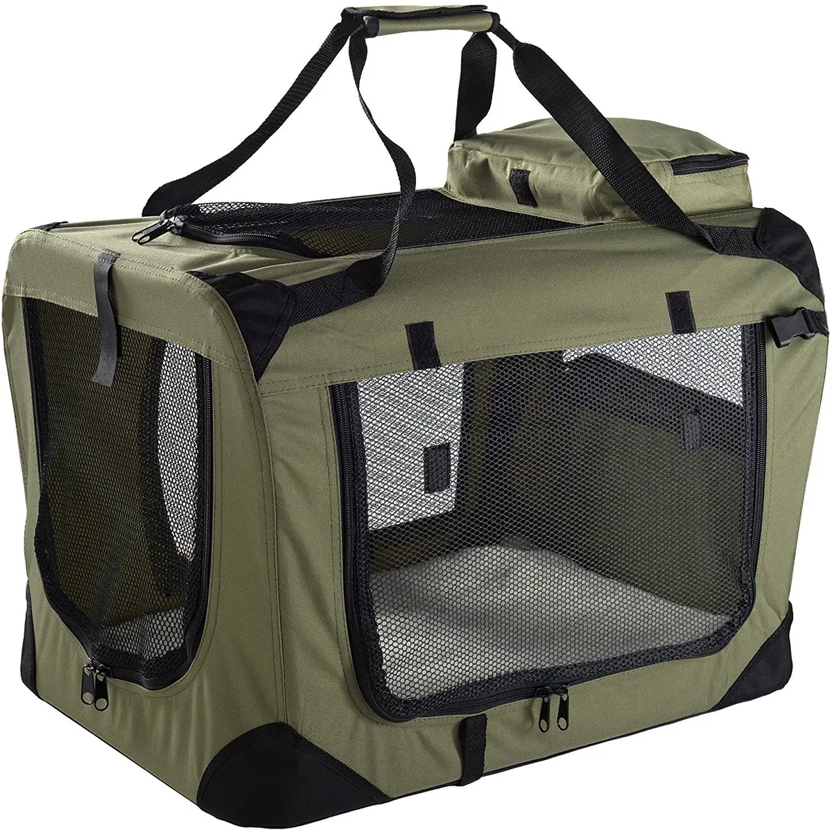 Floofy Friends Animal Carrier Green | Lightweight Fabric Pet Crate for Dogs, Cats & Small Animals - main product image
