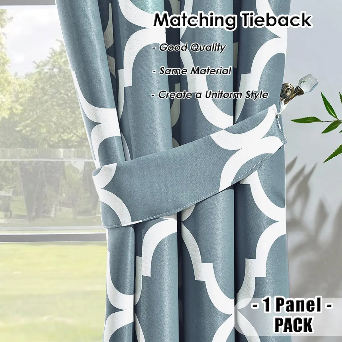 Melodieux Moroccan Fashion Room Darkening Blackout Grommet Curtains for Living Room, 52 in (132 cm) x 96 in (243 cm) | Geometric Moroccan Design - view 6