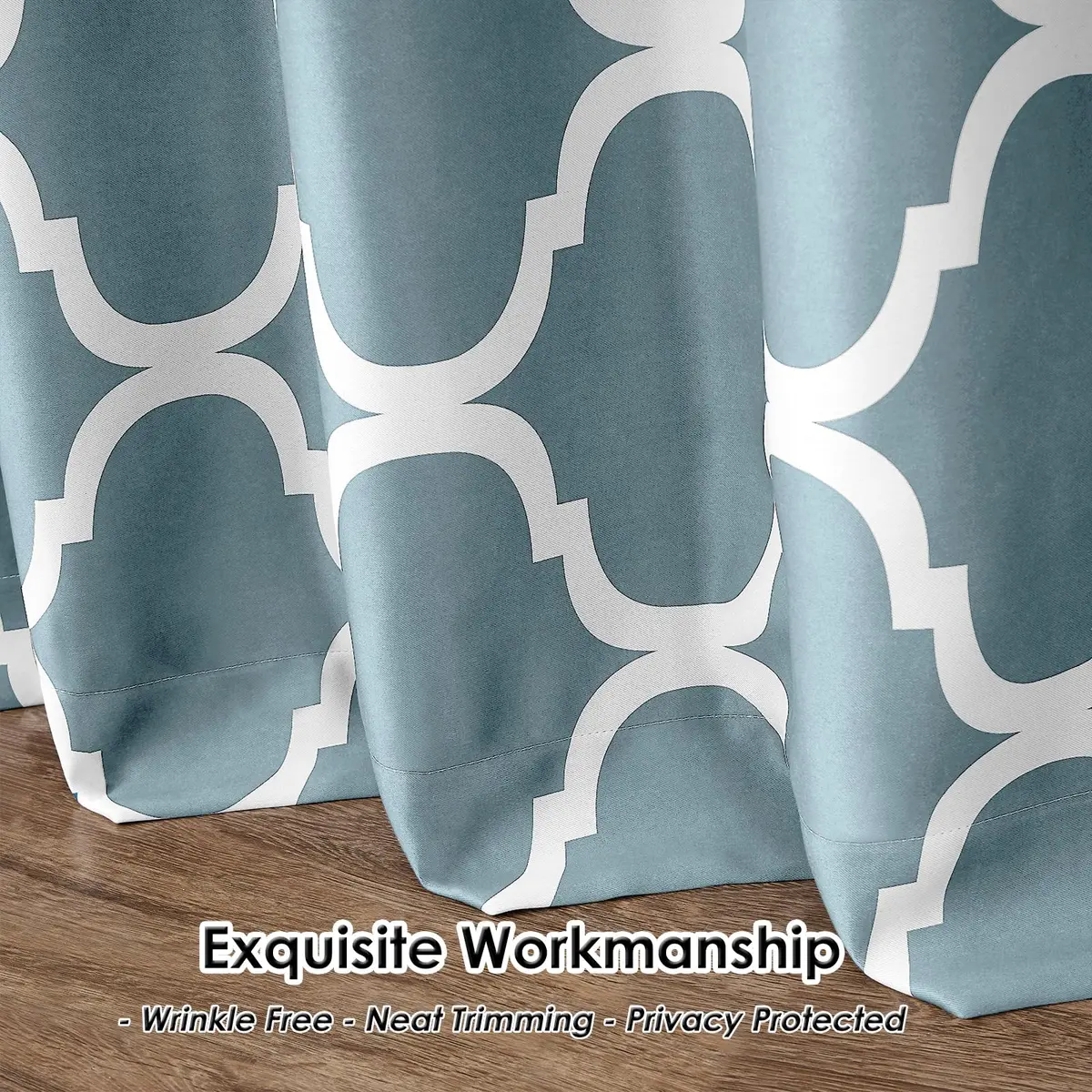 Melodieux Moroccan Fashion Room Darkening Blackout Grommet Curtains for Living Room, 52 in (132 cm) x 96 in (243 cm) | Geometric Moroccan Design - view 7