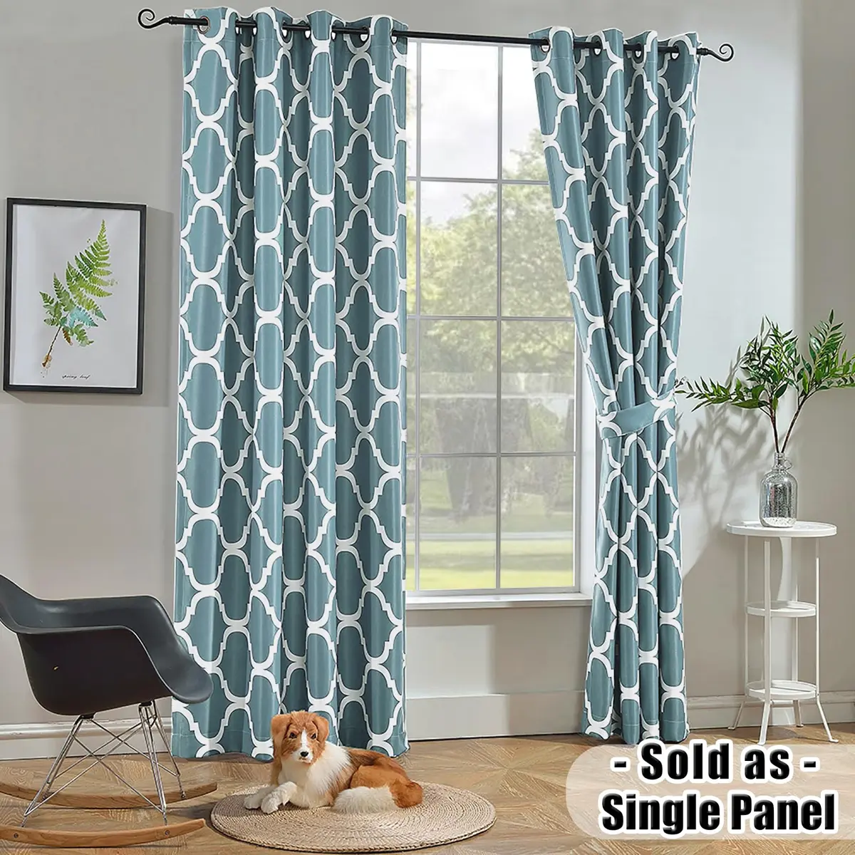 Melodieux Moroccan Fashion Room Darkening Blackout Grommet Curtains for Living Room, 52 in (132 cm) x 96 in (243 cm) | Geometric Moroccan Design - view 2