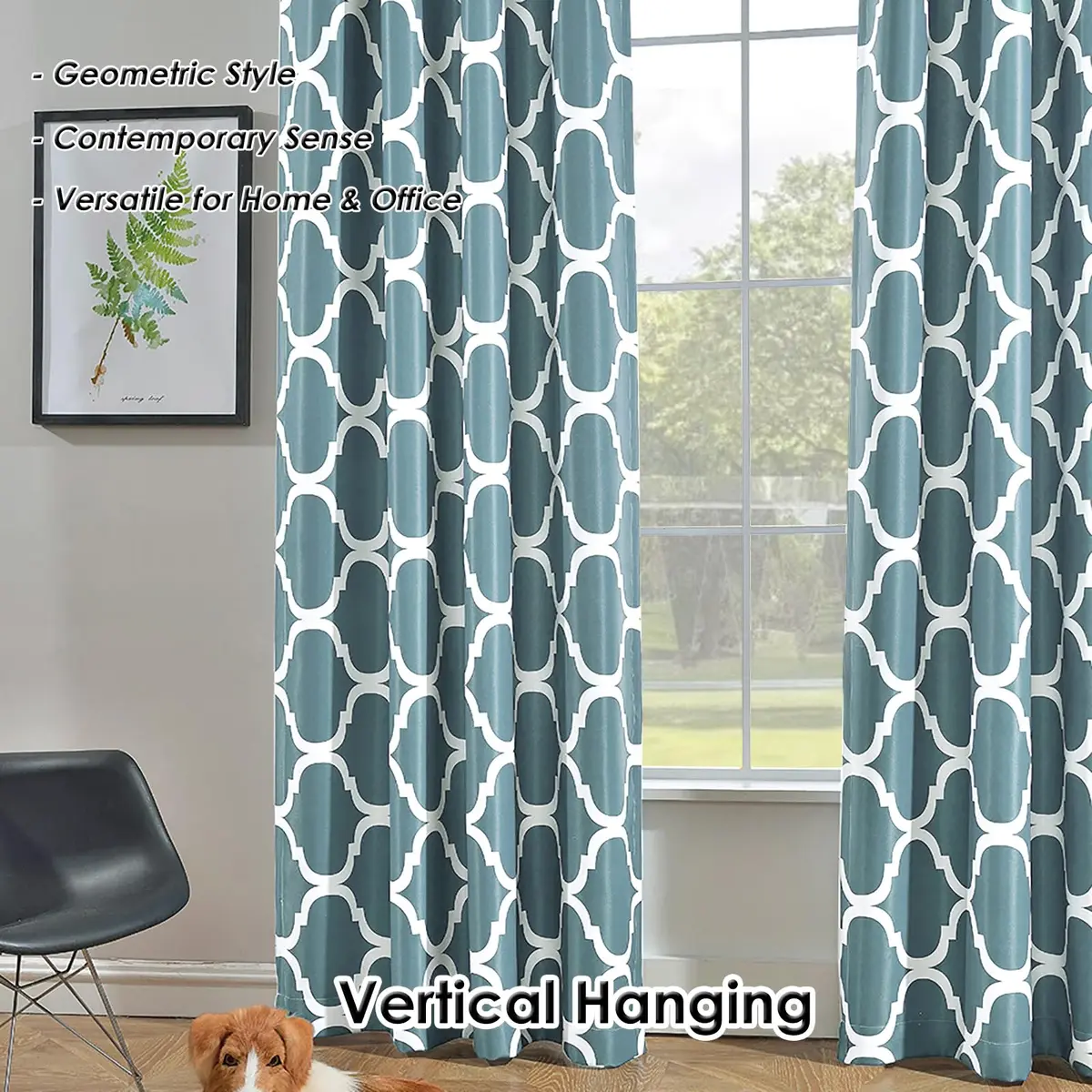 Melodieux Moroccan Fashion Room Darkening Blackout Grommet Curtains for Living Room, 52 in (132 cm) x 96 in (243 cm) | Geometric Moroccan Design - view 4