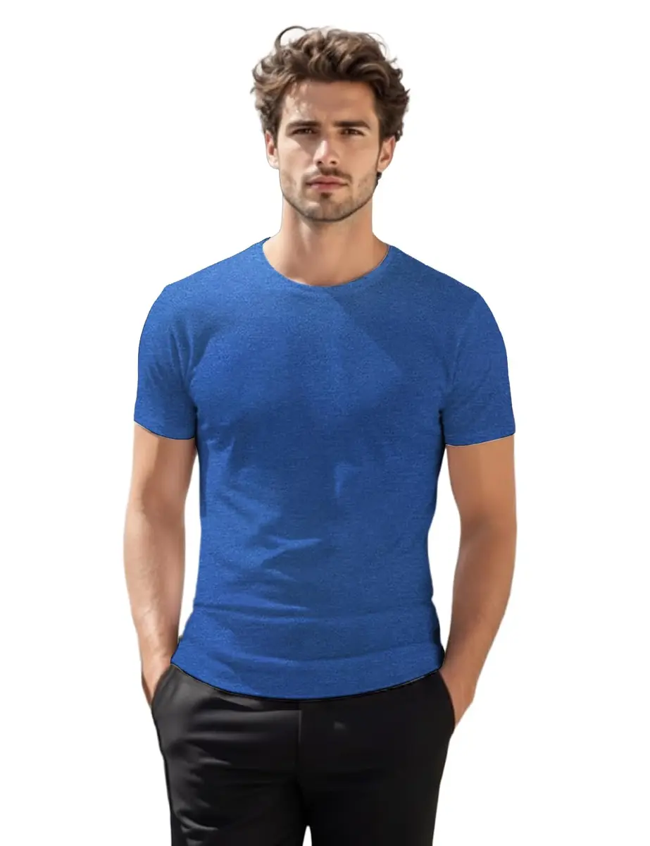 H2H Men's Soft Crewneck Shirts Ultra Blue XL | Comfortable Slim Fit for Daily Wear - main product image