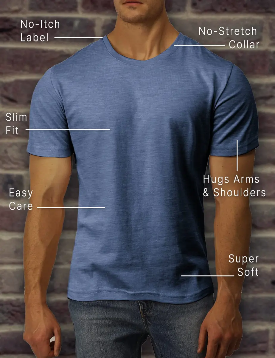 H2H Men's Soft Crewneck Shirts Ultra Blue XL | Comfortable Slim Fit for Daily Wear - view 7