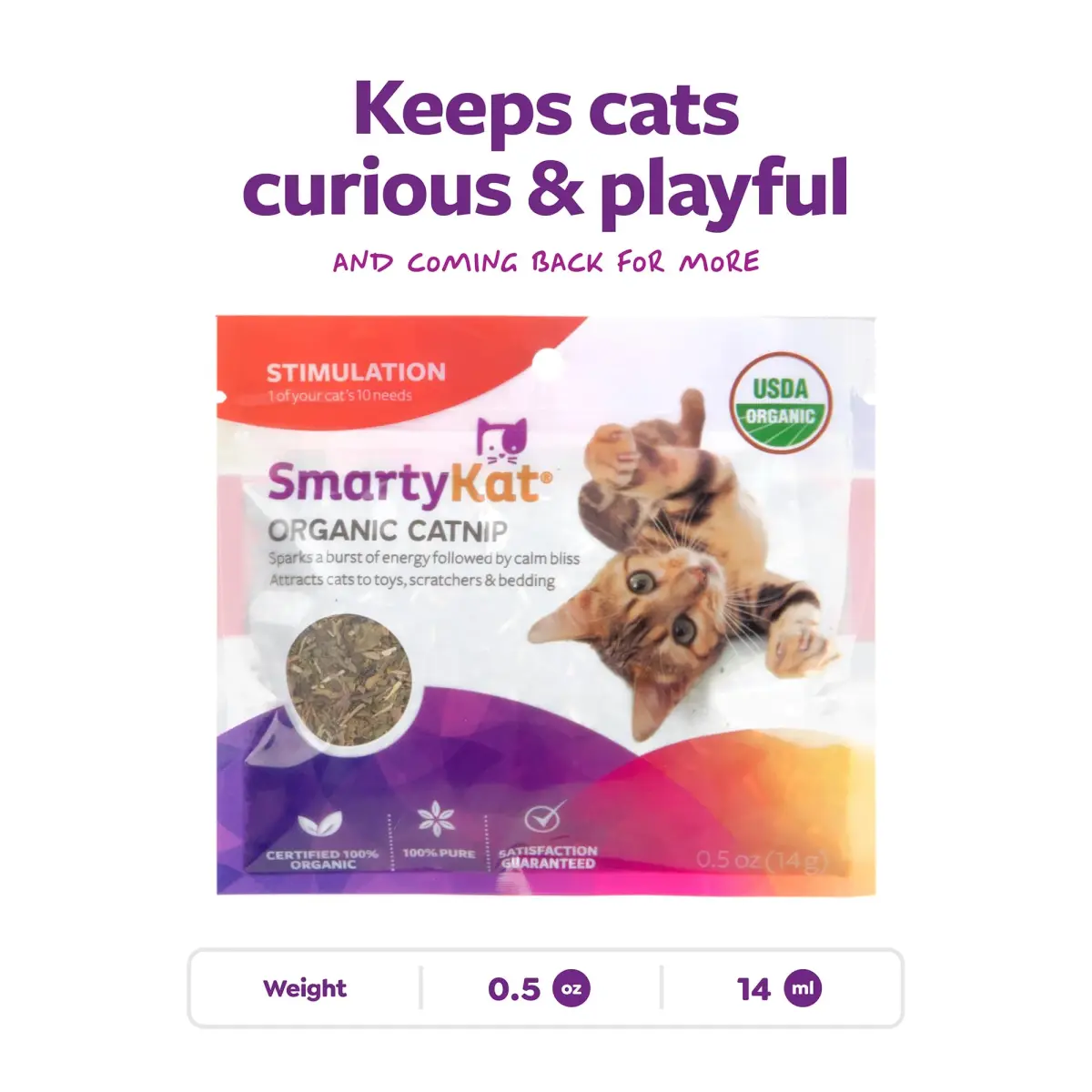 SmartyKat USDA Certified Organic Catnip 0.5 oz (14 g) | Potent Attractant for Play & Training - view 3