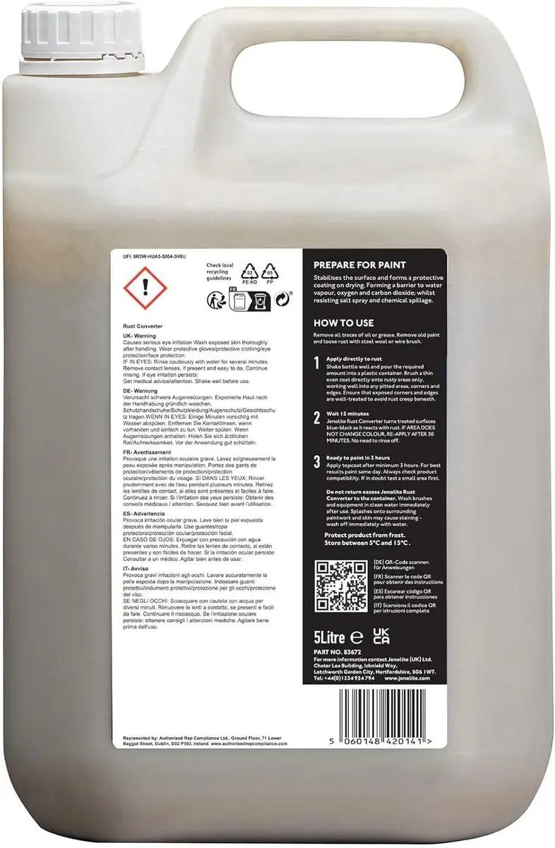 JENOLITE Rust Converter Liquid 1.32 gal | Fast-Acting Water-Based Rust Neutralizer - view 7