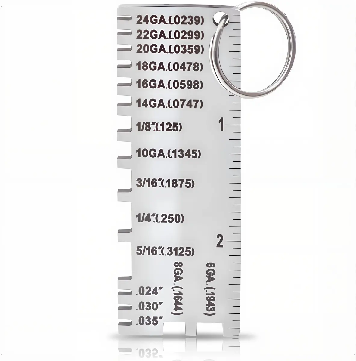 WeldingStop Sheet Metal Thickness Gauge 72.5x24.8mm | Stainless Steel Precision Tool for Metal Inspection - main product image