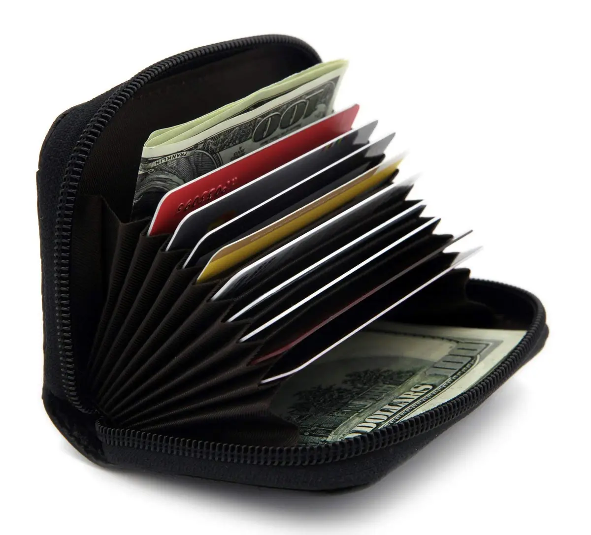 ZHOMA RFID Blocking Genuine Leather Credit Card Case Holder Security Travel Wallet - Black 11.9cm (4.5") | Protects Cards from Scans - view 2