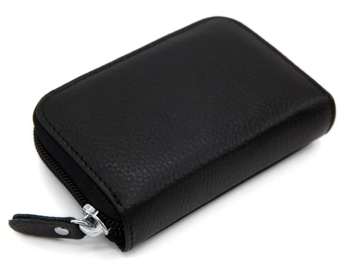 ZHOMA RFID Blocking Genuine Leather Credit Card Case Holder Security Travel Wallet - Black 11.9cm (4.5") | Protects Cards from Scans - view 4
