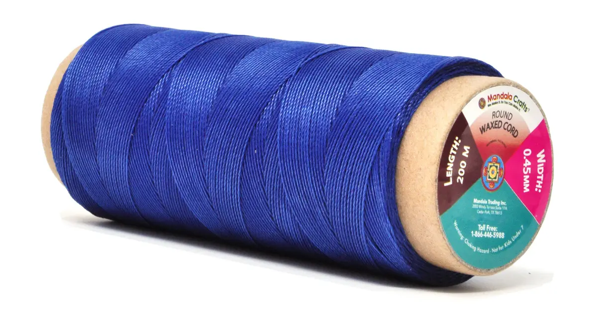 Mandala Crafts 200M 0.45mm Royal Blue Round Waxed Thread for Leather Sewing | Waterproof, Heavy Duty, 219 Yards - main product image