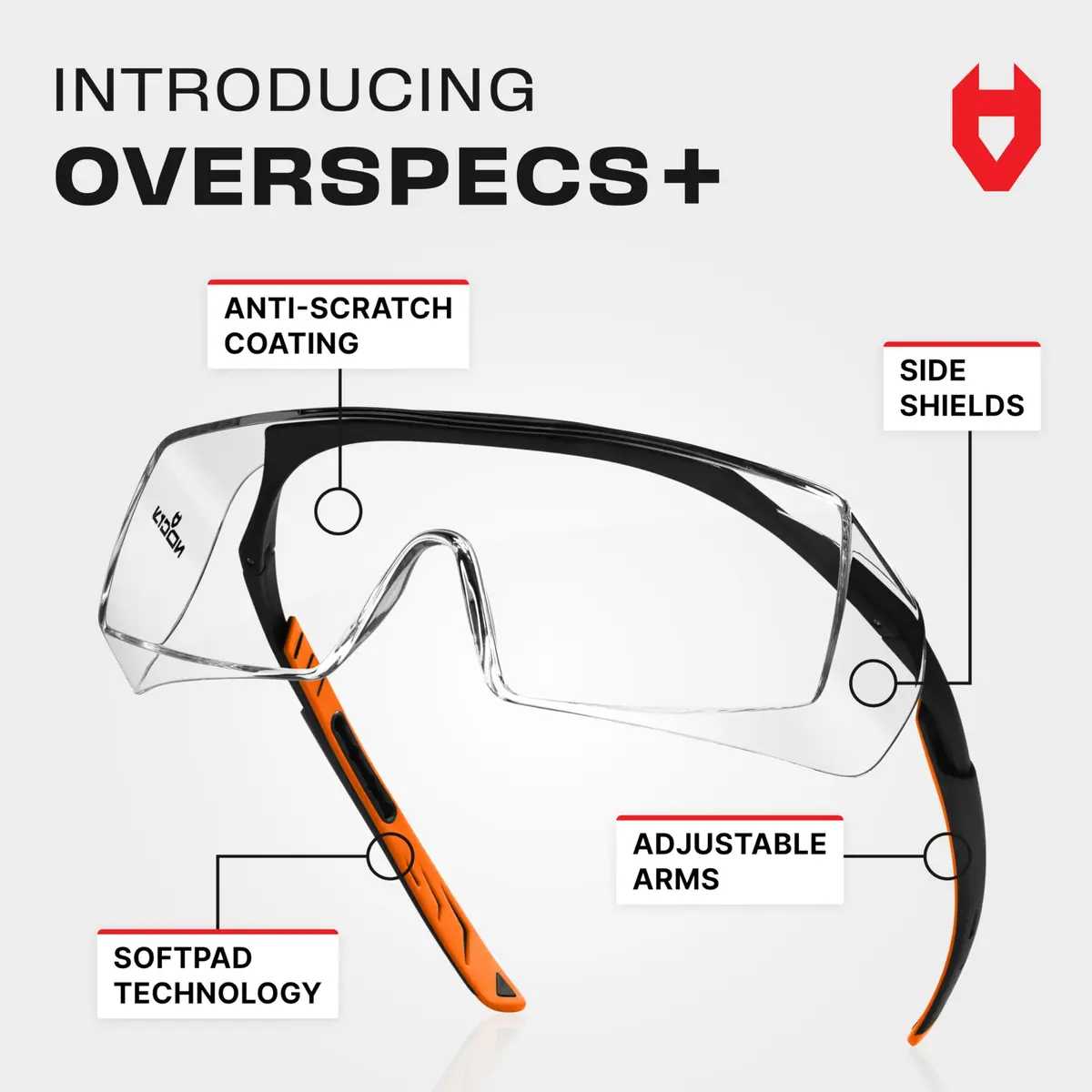 NoCry Safety Glasses Over Eyeglasses with UV Protection & Side Shields | ANSI Z87 Certified (110c) - view 2