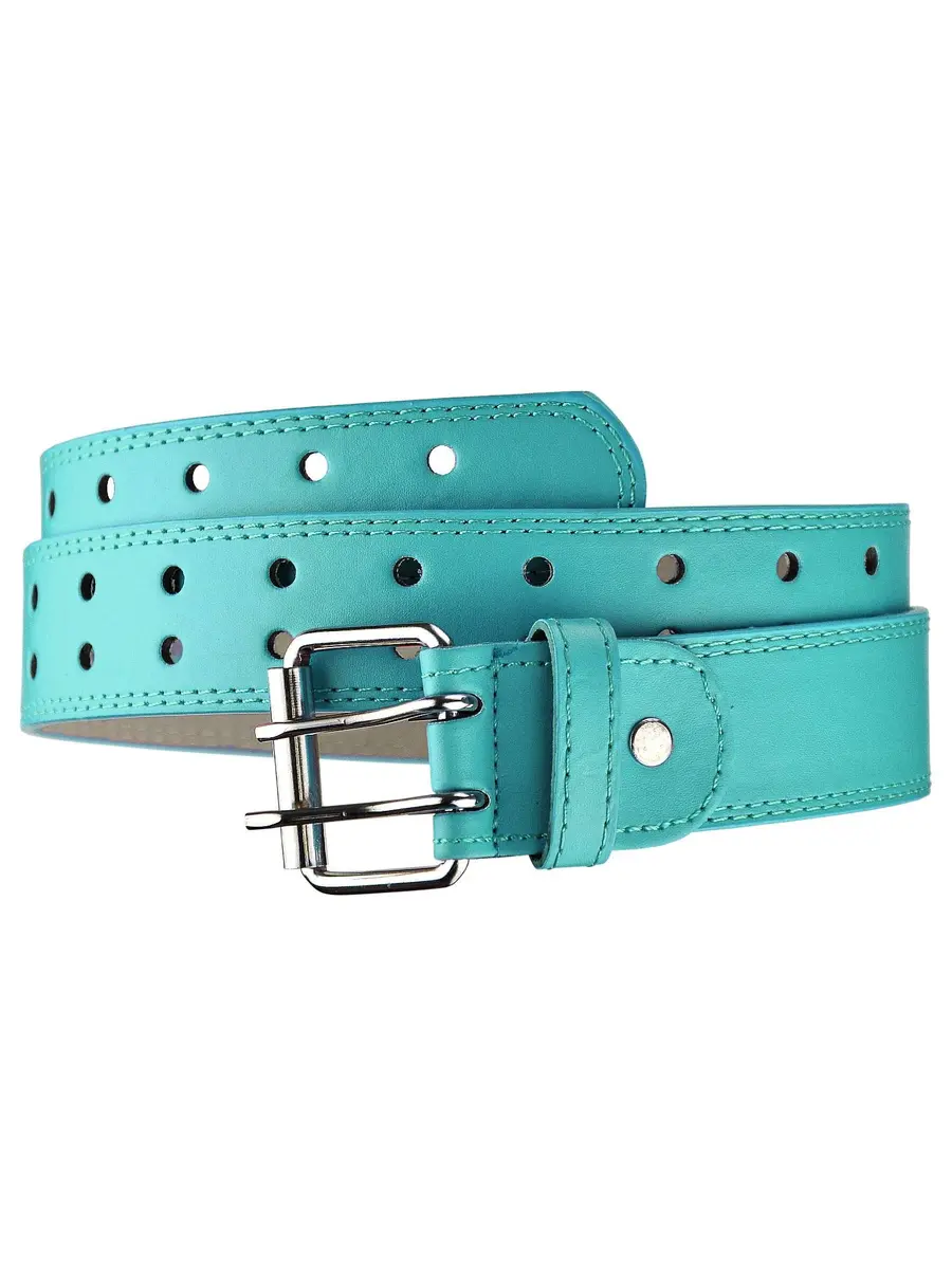 Eurosport Women's Thick Wide Leather Belt - BN9041 - Turquoise - Small | Adjustable 38mm Width, Faux Leather, Double Prong - main product image