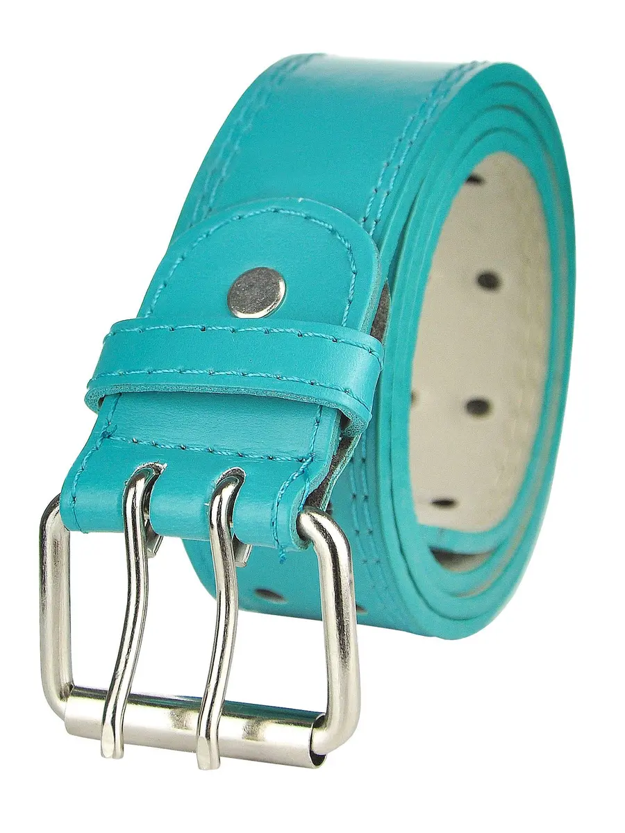 Eurosport Women's Thick Wide Leather Belt - BN9041 - Turquoise - Small | Adjustable 38mm Width, Faux Leather, Double Prong - view 2
