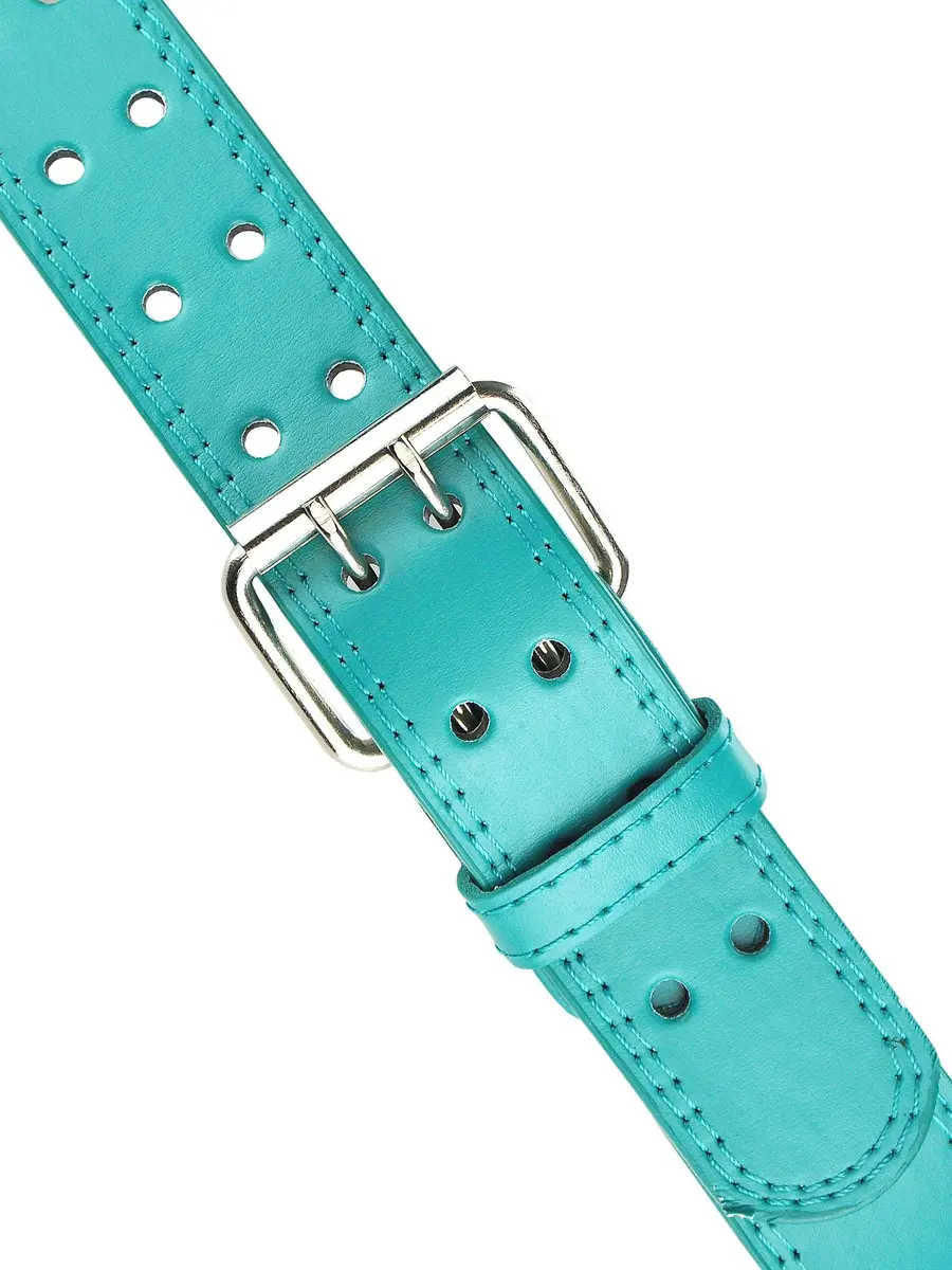 Eurosport Women's Thick Wide Leather Belt - BN9041 - Turquoise - Small | Adjustable 38mm Width, Faux Leather, Double Prong - view 3
