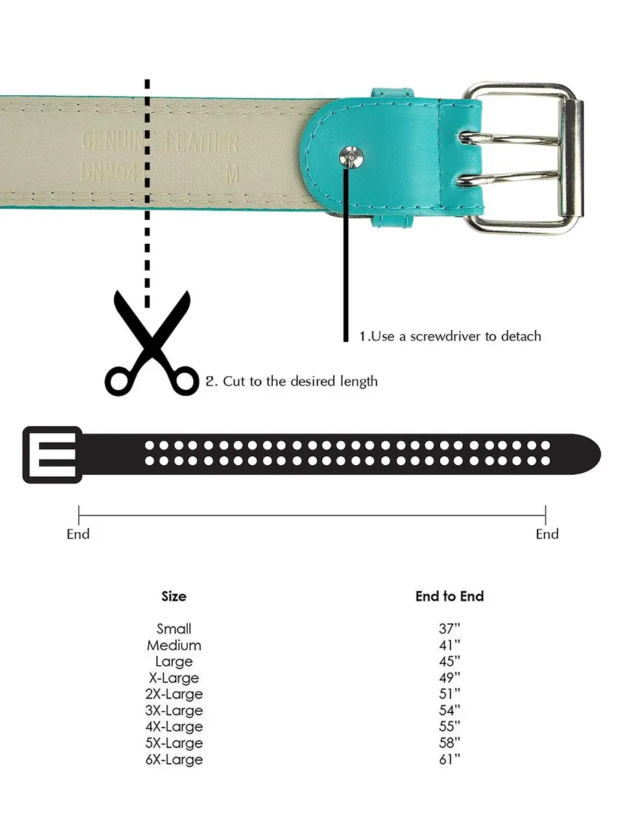 Eurosport Women's Thick Wide Leather Belt - BN9041 - Turquoise - Small | Adjustable 38mm Width, Faux Leather, Double Prong - view 4