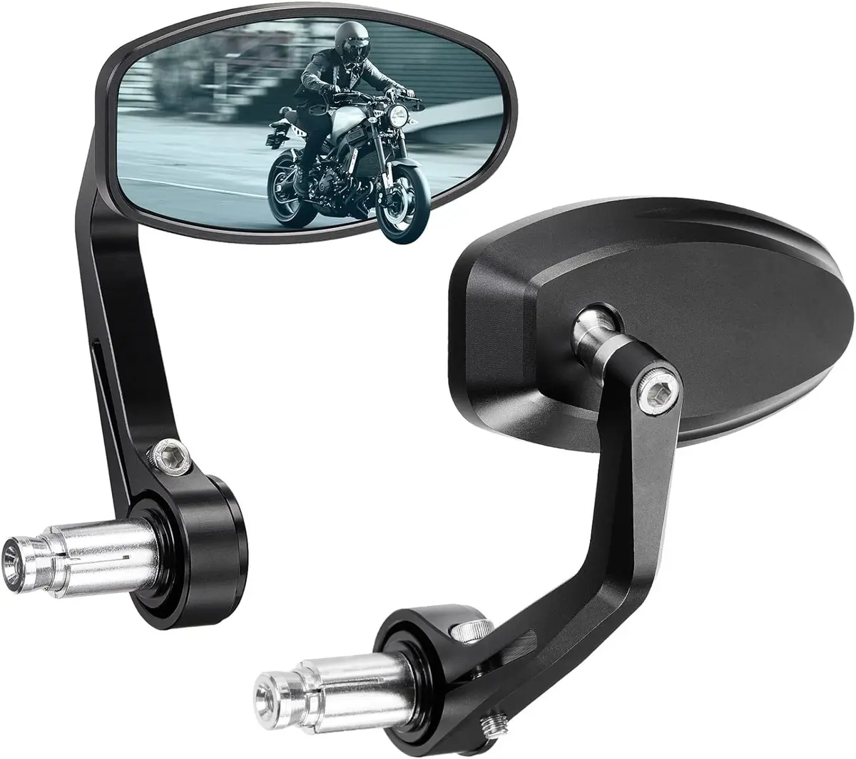 KEMIMOTO Motorcycle Handlebar Bar End Mirror Blue Lens | Universal Fit 7/8" Handlebars - main product image