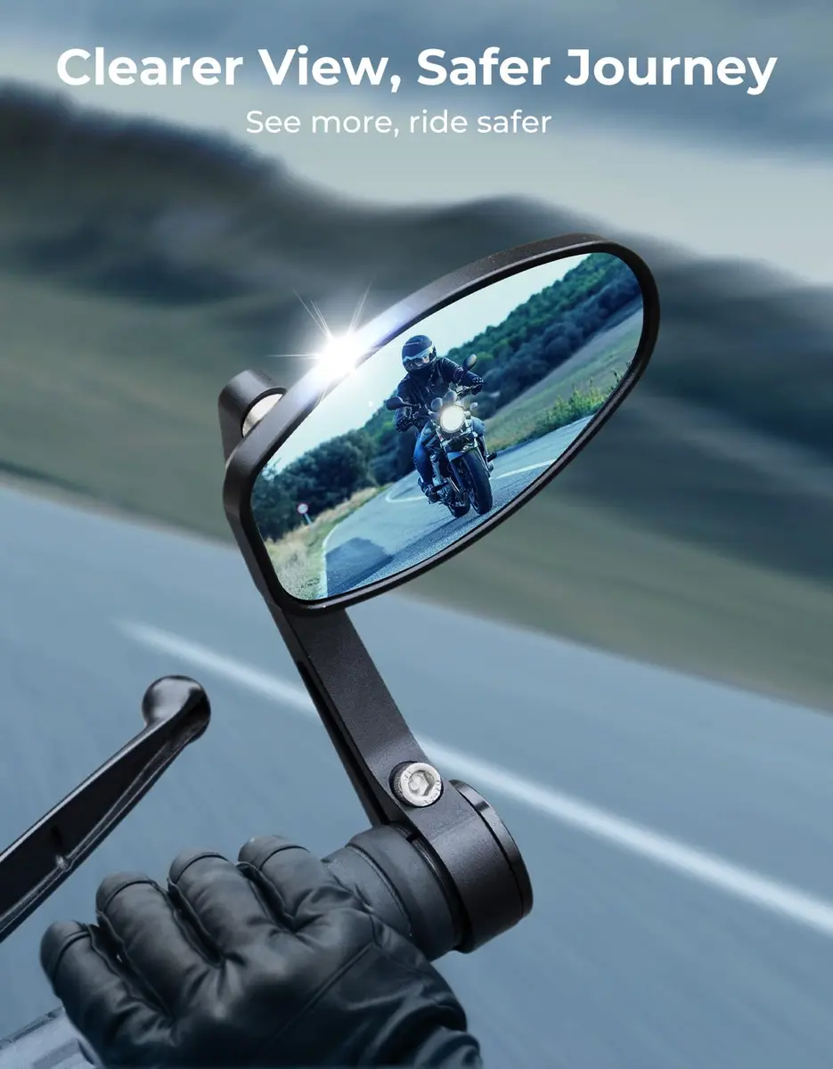 KEMIMOTO Motorcycle Handlebar Bar End Mirror Blue Lens | Universal Fit 7/8" Handlebars - view 3