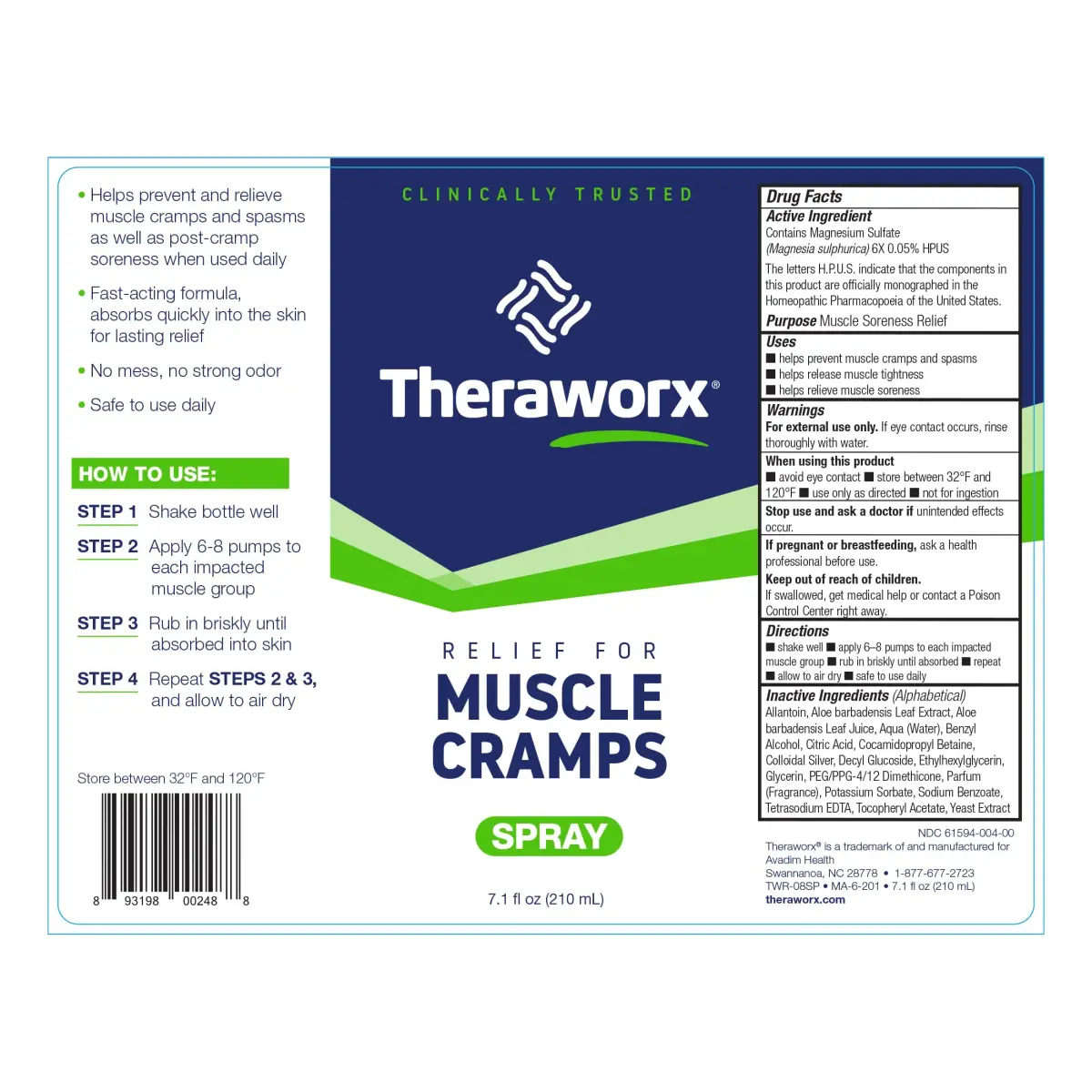 Theraworx Relief Muscle Cramp Spray 210ml (7.1 Fl Oz) | Clinically Trusted for Fast-Acting Relief - view 7