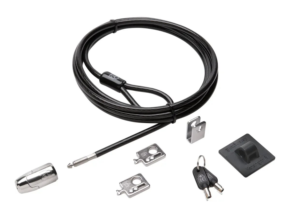 Kensington Desktop & Peripherals Locking Kit 2.0, Black | 2.44m (8ft) Cut-Resistant Carbon Steel Cable - main product image