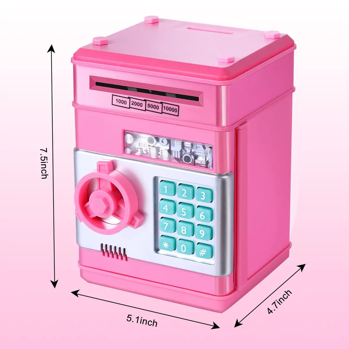 GuDoQi Pink Electronic Piggy Bank for Kids 3-10 Years | Mini ATM Money Saving Box with Password Protection - view 5
