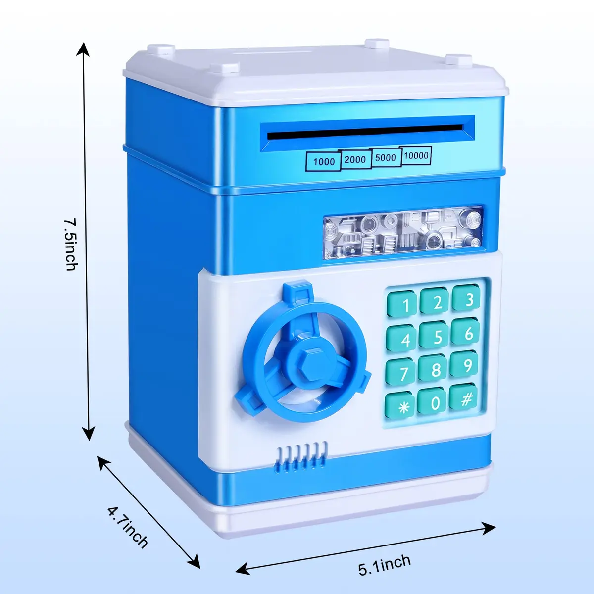 GuDoQi Electronic Piggy Bank for Kids 3-10 Years, 15 cm (5.9 in) | Mini ATM Cash Coin Saving Box with Password Lock - view 2