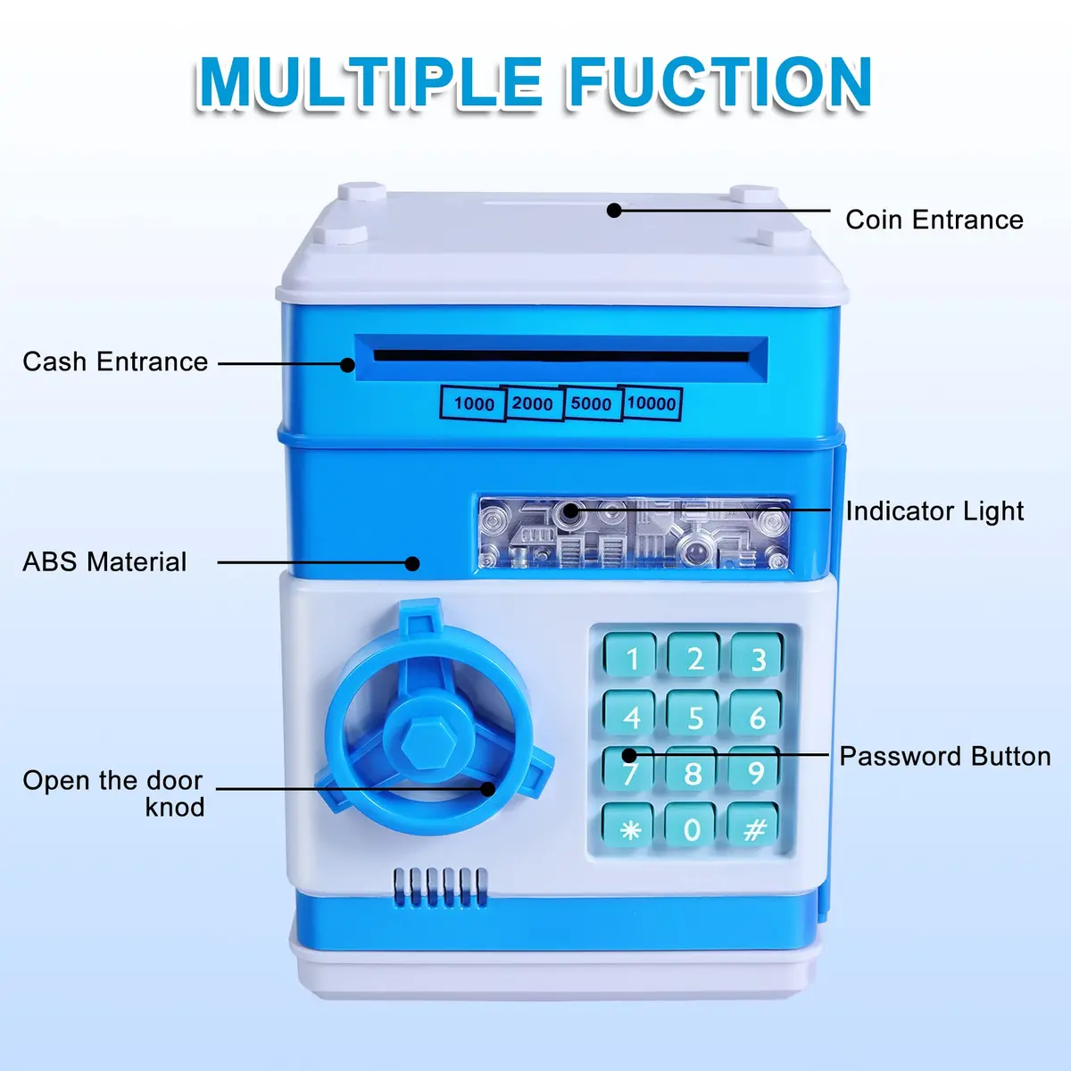 GuDoQi Electronic Piggy Bank for Kids 3-10 Years, 15 cm (5.9 in) | Mini ATM Cash Coin Saving Box with Password Lock - view 4