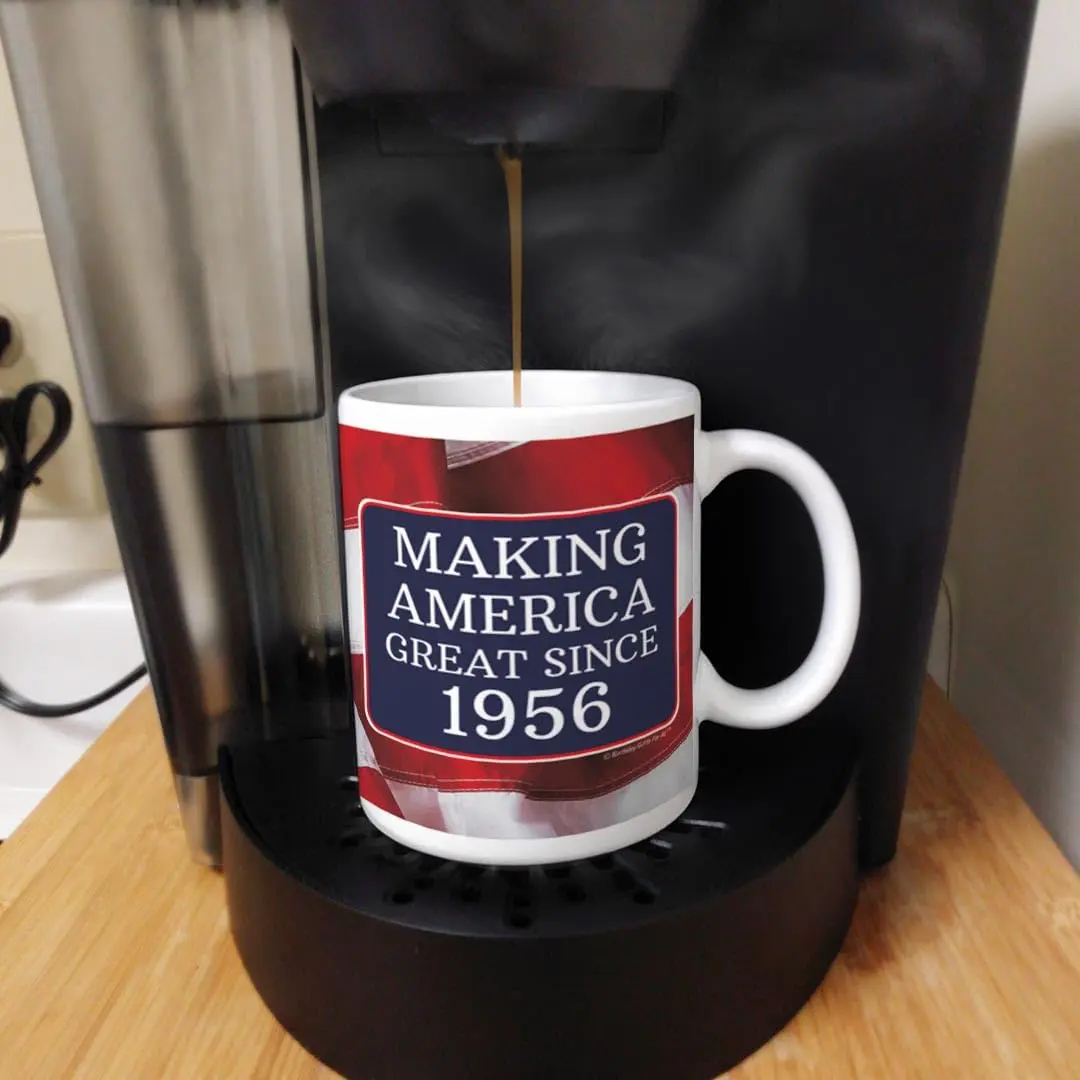 ThisWear Making America Great Since 1956 Flag 11oz Coffee Mug | Classic Ceramic Design, Microwave & Dishwasher Safe - view 3
