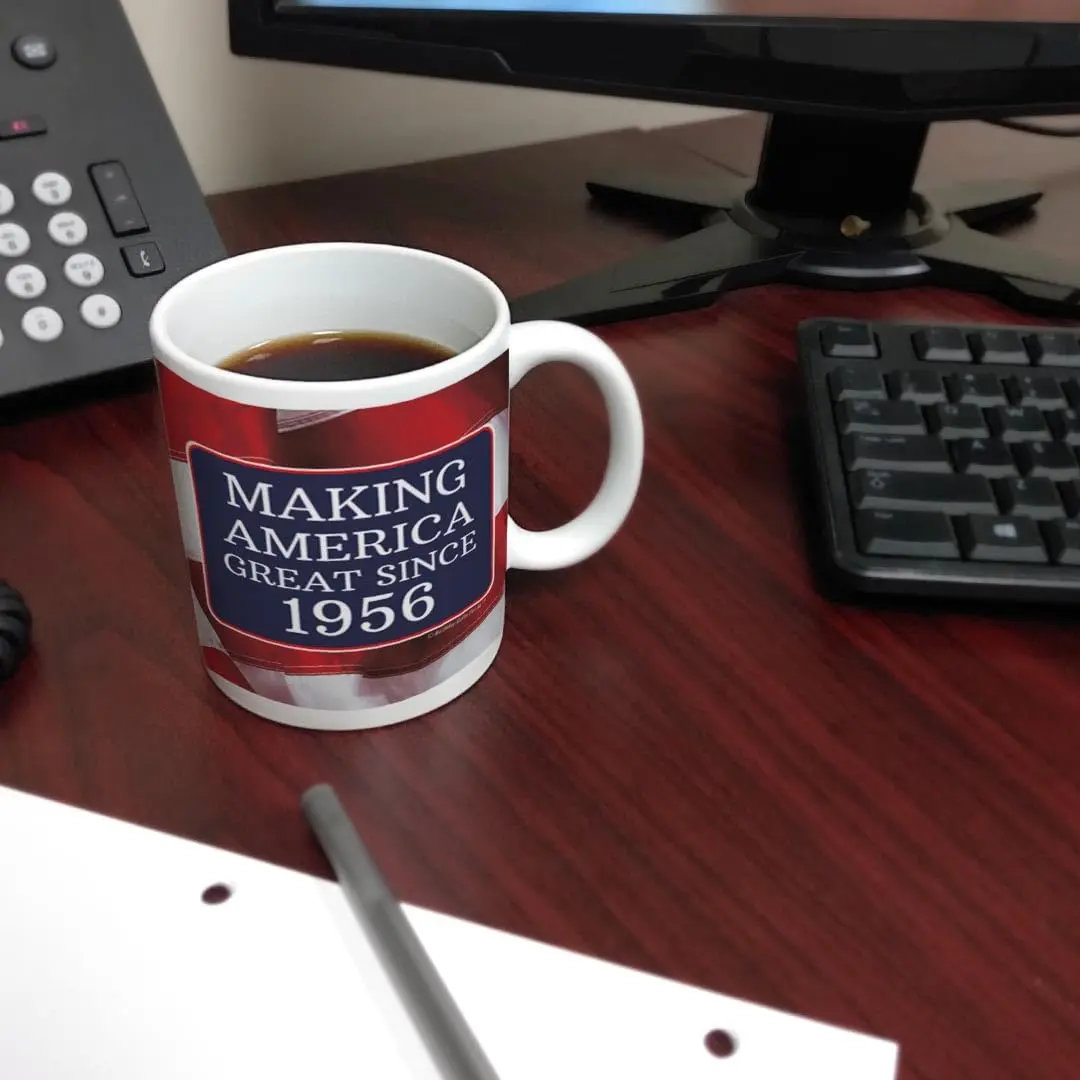 ThisWear Making America Great Since 1956 Flag 11oz Coffee Mug | Classic Ceramic Design, Microwave & Dishwasher Safe - view 4