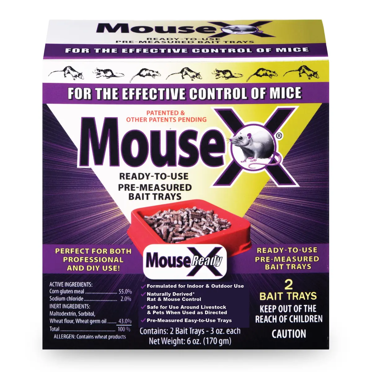 MouseX Ready-to-Use Pre-Measured 3 oz Bait Trays | Humane Mouse Killer Pellets, 2-Pack, Non-Toxic, Safe for Indoors & Outdoors - main product image