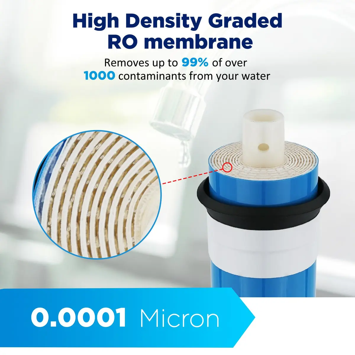Membrane Solutions NSF/ANSI 58 Certified 400 GPD Reverse Osmosis Membrane | High Flow & Rejection for Home & Commercial Use - view 5