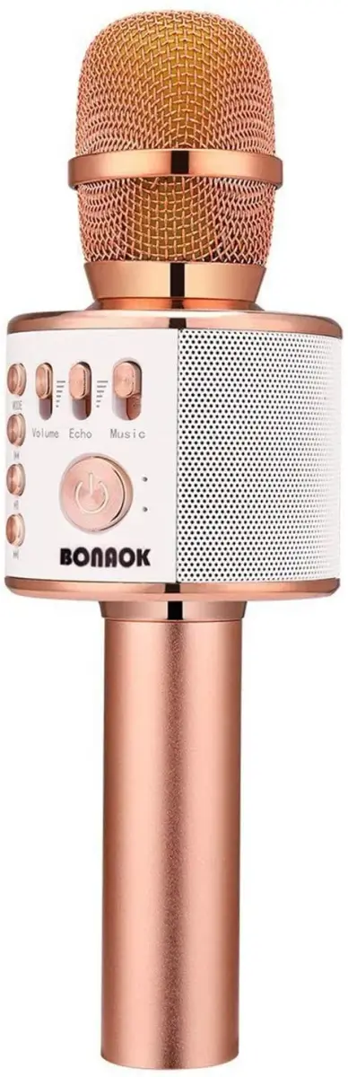 BONAOK Q37 Wireless Bluetooth Karaoke Microphone - Rose Gold | Portable Handheld Mic Speaker for Parties - main product image