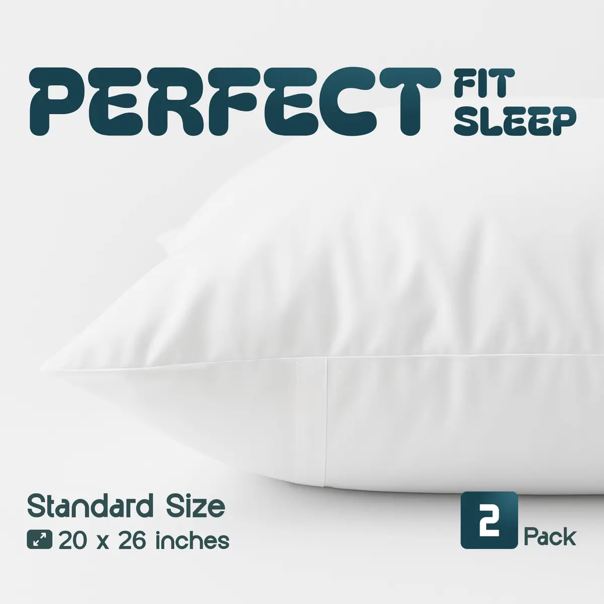 White Classic Luxury Hotel Collection Zippered Pillow Protector, Standard Size, Set of 2 | 200 Thread Count Cotton Pillow Covers - view 2