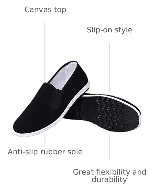 APIKA Traditional Old Beijing Shoes Kung Fu Tai Chi Shoes Rubber Sole Black | Unisex Chinese Culture - view 3