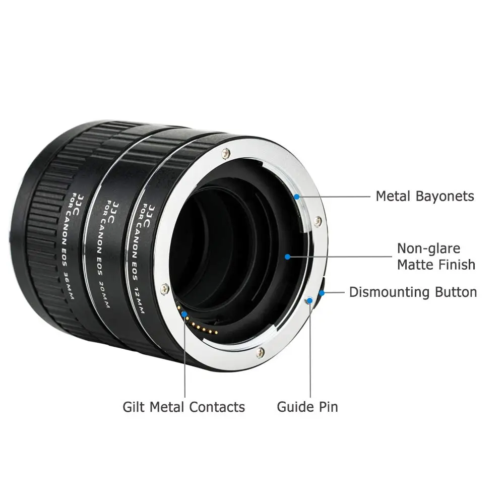JJC Auto Focus Macro Extension Tube Set for Canon EF/EF-S Mount Cameras & Lenses (12mm, 20mm, 36mm Tubes) | For Macro Photography - view 2