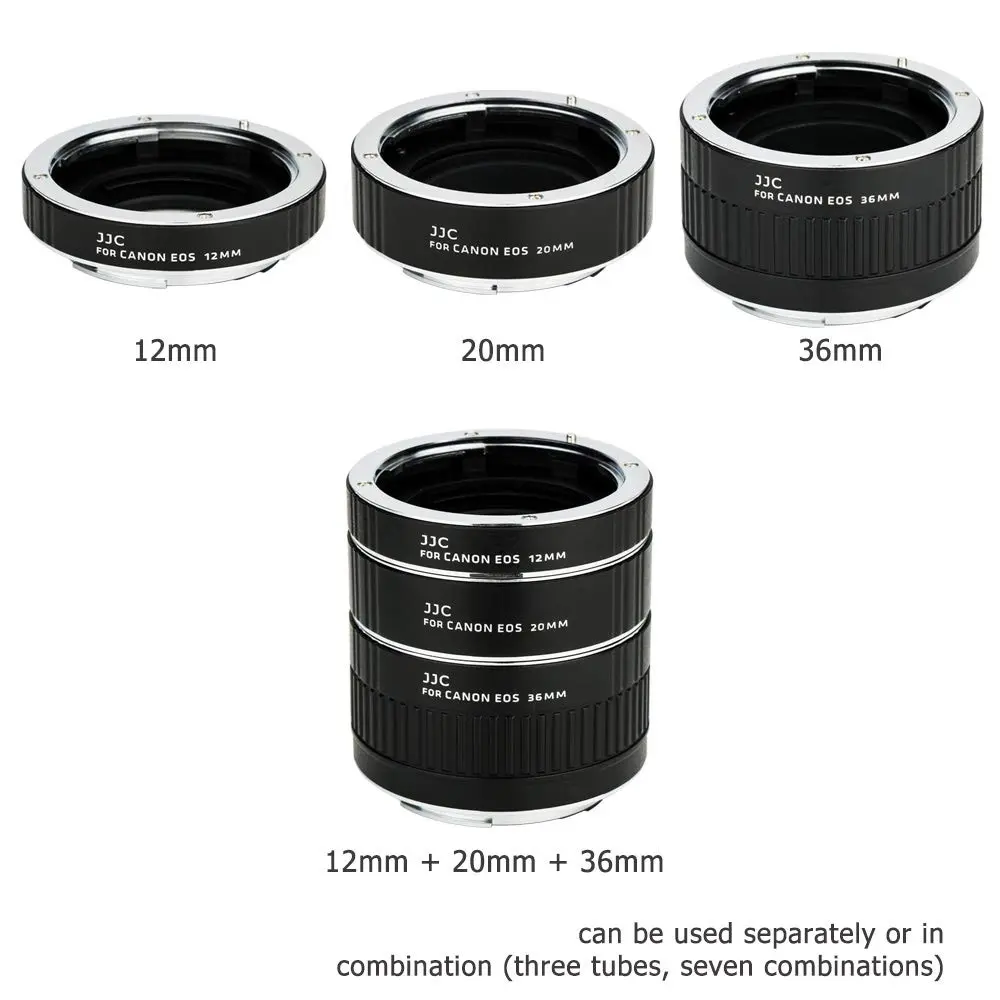 JJC Auto Focus Macro Extension Tube Set for Canon EF/EF-S Mount Cameras & Lenses (12mm, 20mm, 36mm Tubes) | For Macro Photography - view 3