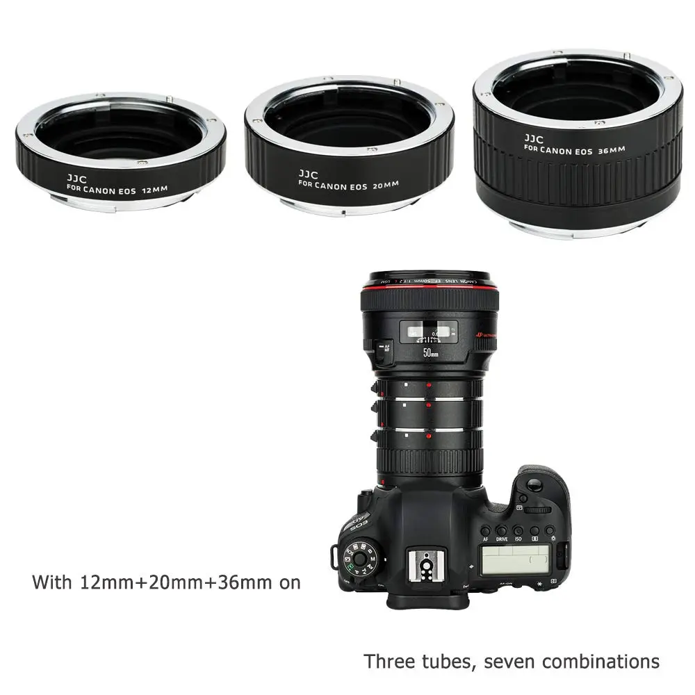 JJC Auto Focus Macro Extension Tube Set for Canon EF/EF-S Mount Cameras & Lenses (12mm, 20mm, 36mm Tubes) | For Macro Photography - view 4