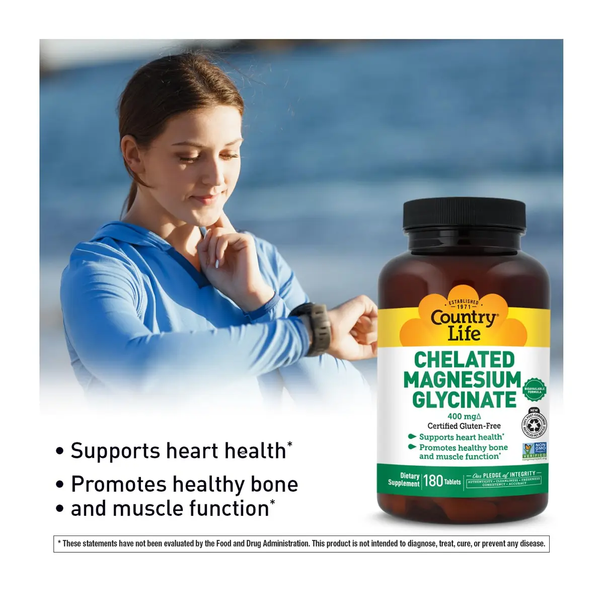 Country Life Chelated Magnesium Glycinate 400 mg | Supports Muscle & Wellness (115 characters) - view 4