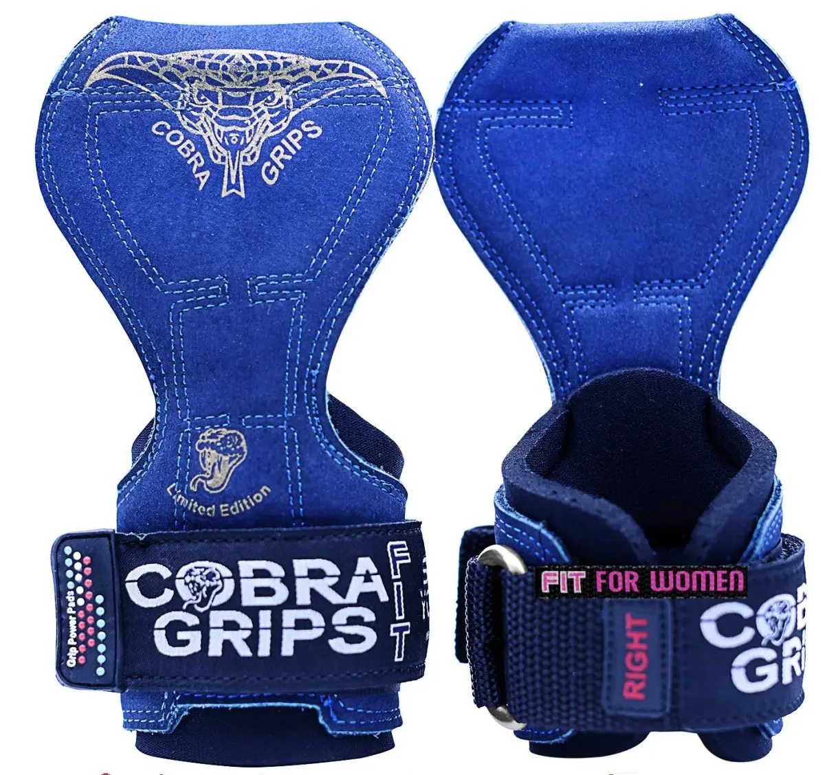 Cobra Grips FIT Blue Leather Weightlifting Gloves with Wrist Wraps - 4.25-7.0" Wrist - main product image