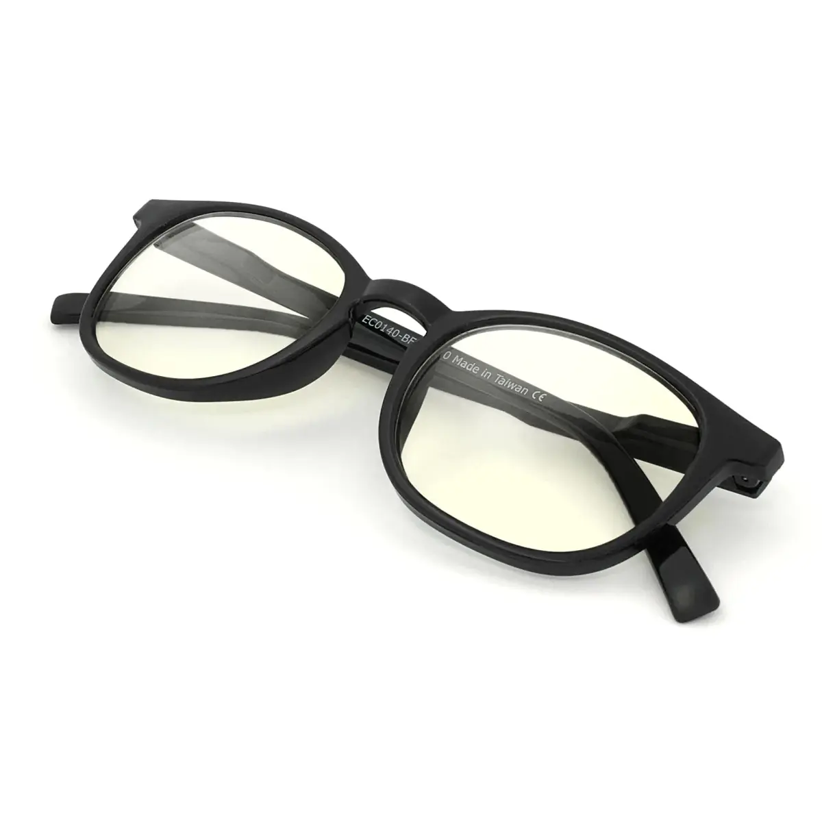 J+S Blue Light Blocking Glasses Hua Oval Black Frame 48mm (1.89in) | Blocks Harmful Blue Light - main product image
