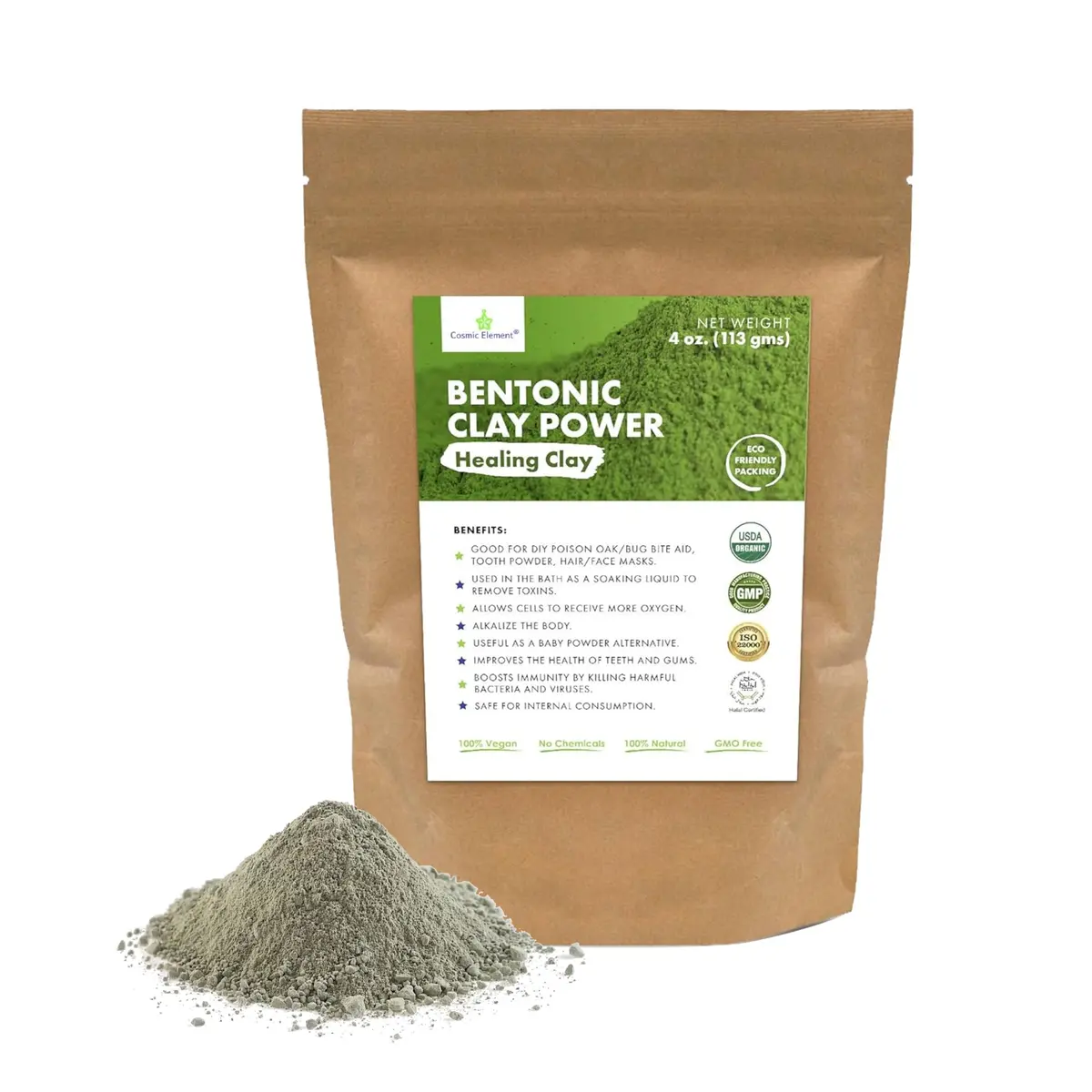 Cosmic Element Calcium Bentonite Clay Powder 4 oz | Skin Detox & Deep Pore Cleansing - main product image