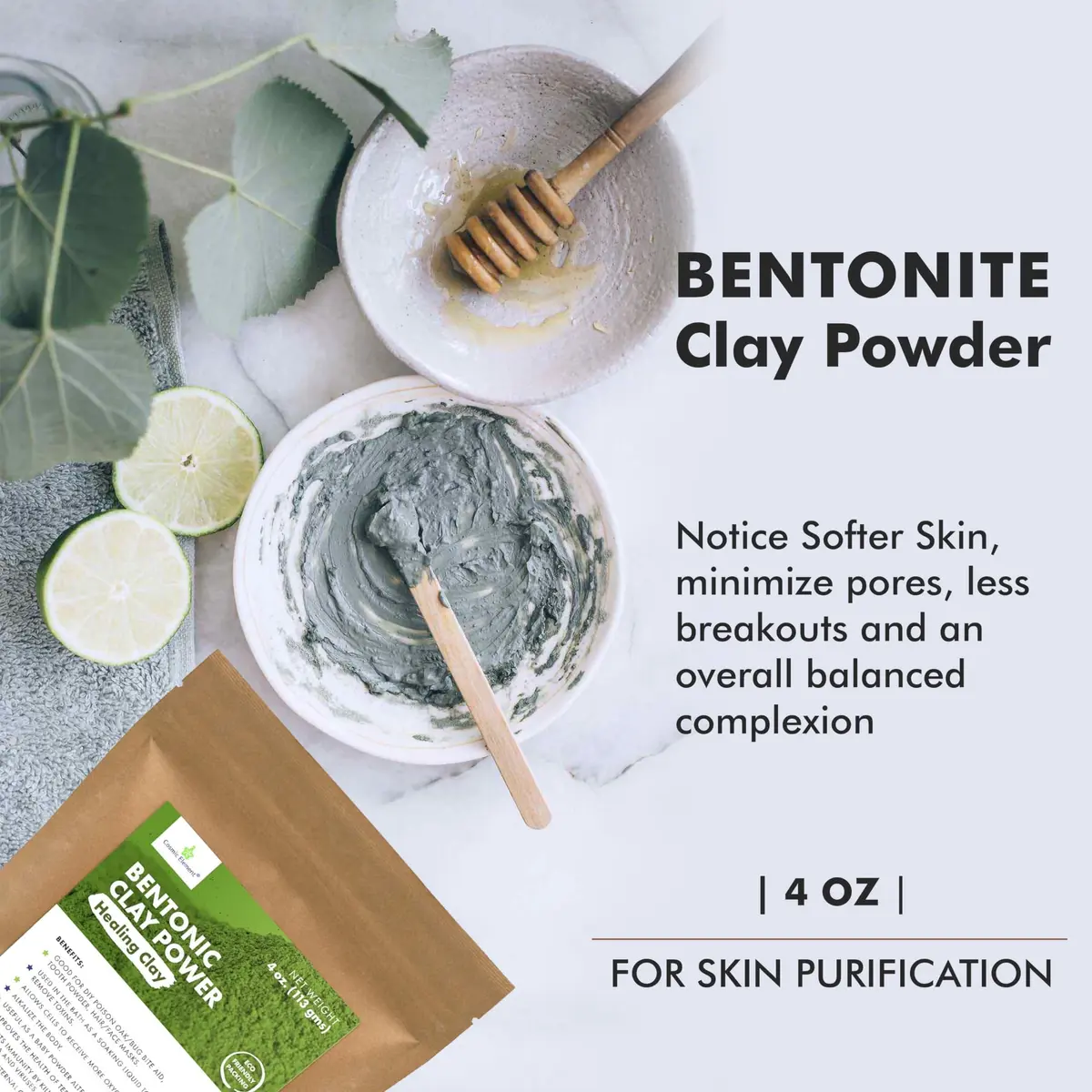 Cosmic Element Calcium Bentonite Clay Powder 4 oz | Skin Detox & Deep Pore Cleansing - view 6