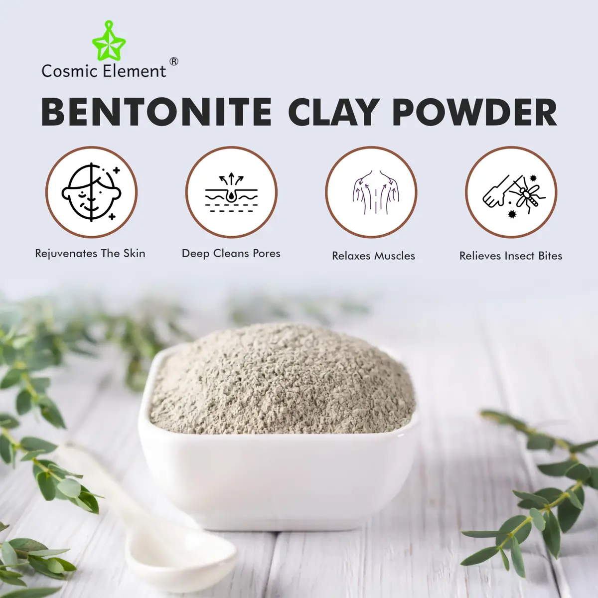Cosmic Element Calcium Bentonite Clay Powder 4 oz | Skin Detox & Deep Pore Cleansing - view 4