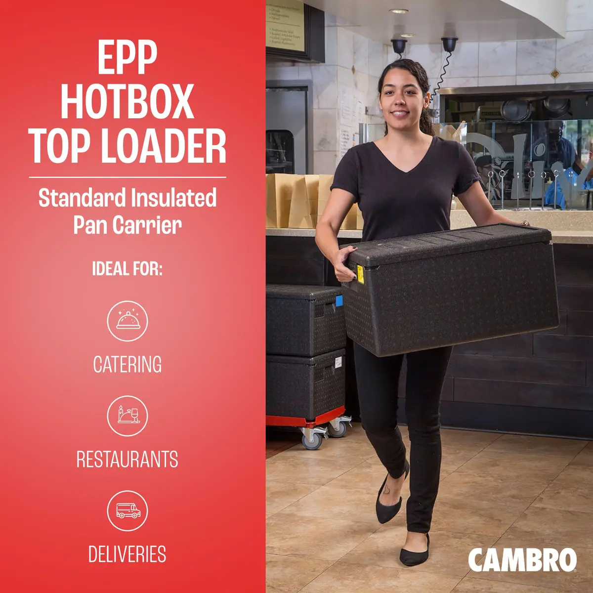 Cambro Cam GoBox Insulated Food Pan Carrier - 46L (45.4 Quarts) - Top Loader - Gray | Keeps Food Hot 4+ Hours - view 2